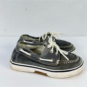 Sperry Haylard Top Sider Gray Canvas Boys Slip On Boat Shoes Size 10M